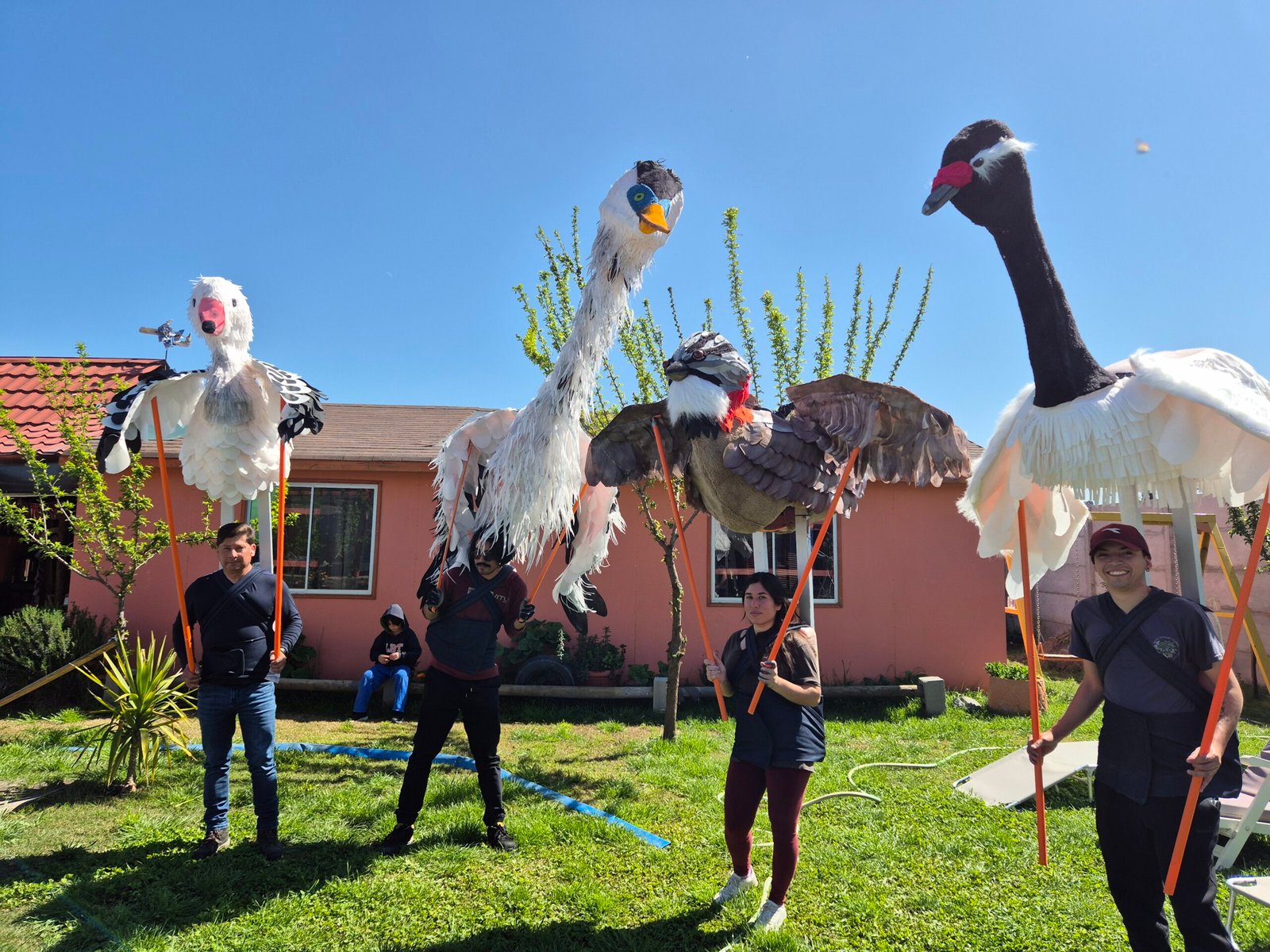 Marionetas gigantes de pajaros